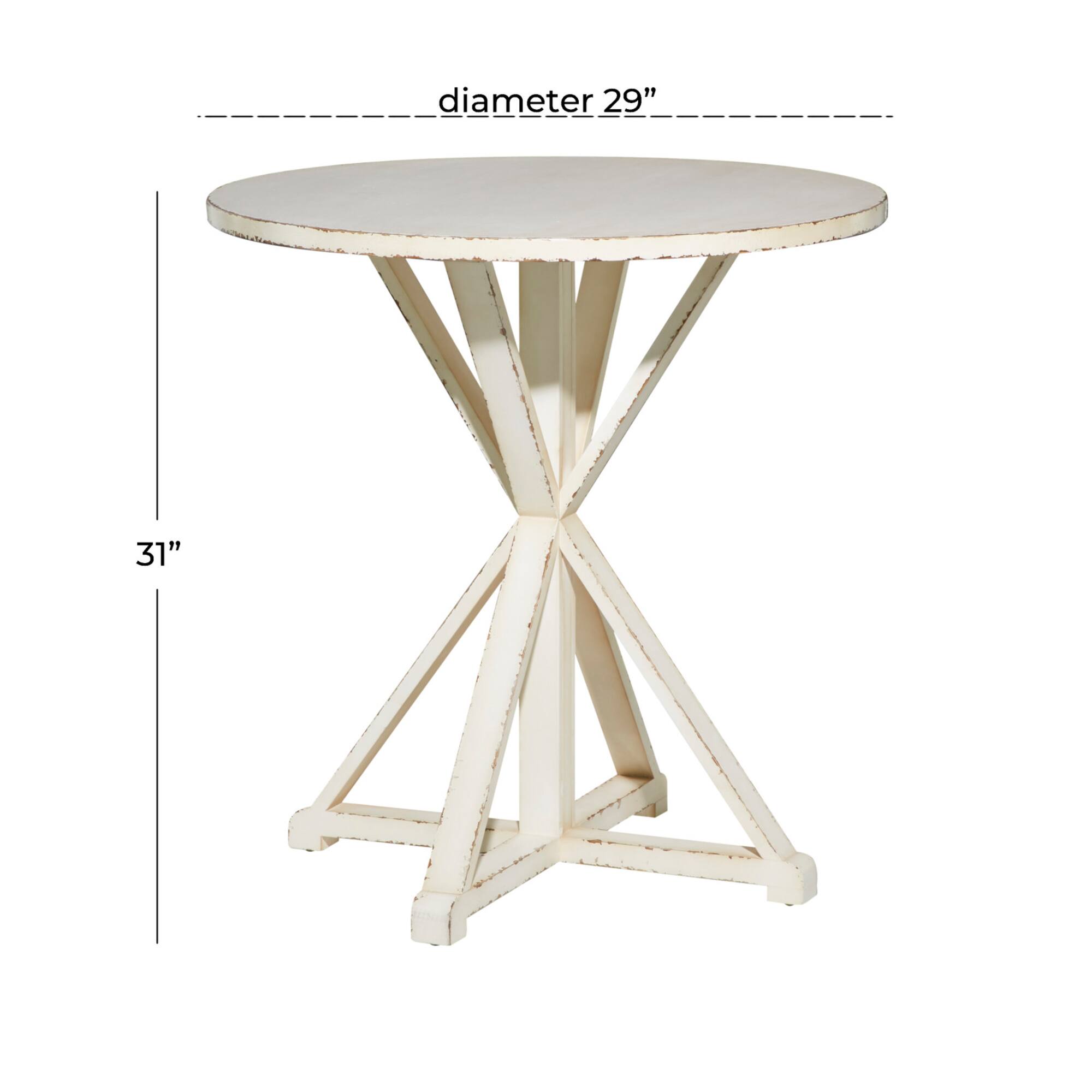 31" White Wood Farmhouse Accent Table